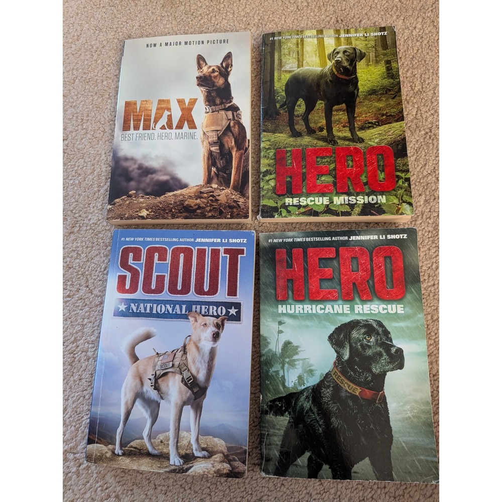 Jennifer Li Shotz Hero Dog Adventure Novels 4 Book Paperback Set Kids Fiction